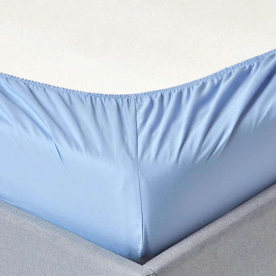 Homescapes Drap-housse bleu 100% coton égyptien 200 fils 90 x 190 cm - Outlet