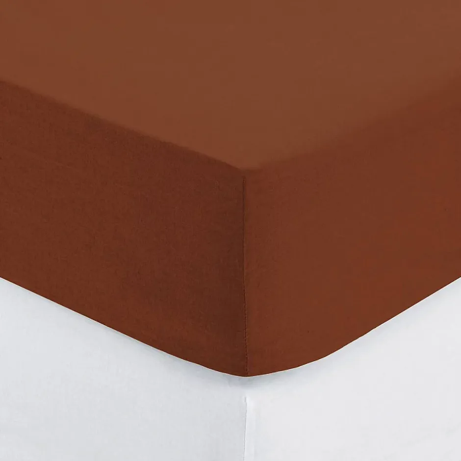 Atmosphera Créateur D'Intérieur Drap-housse Carina en coton 140x190cm rose terracotta - Atmosphera Best