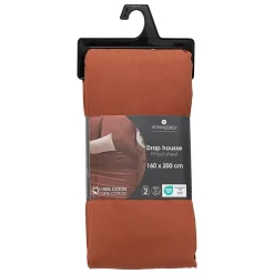 Atmosphera Créateur D'Intérieur Drap-housse Carina en coton 160x200cm rose terracotta - Atmosphera Hot