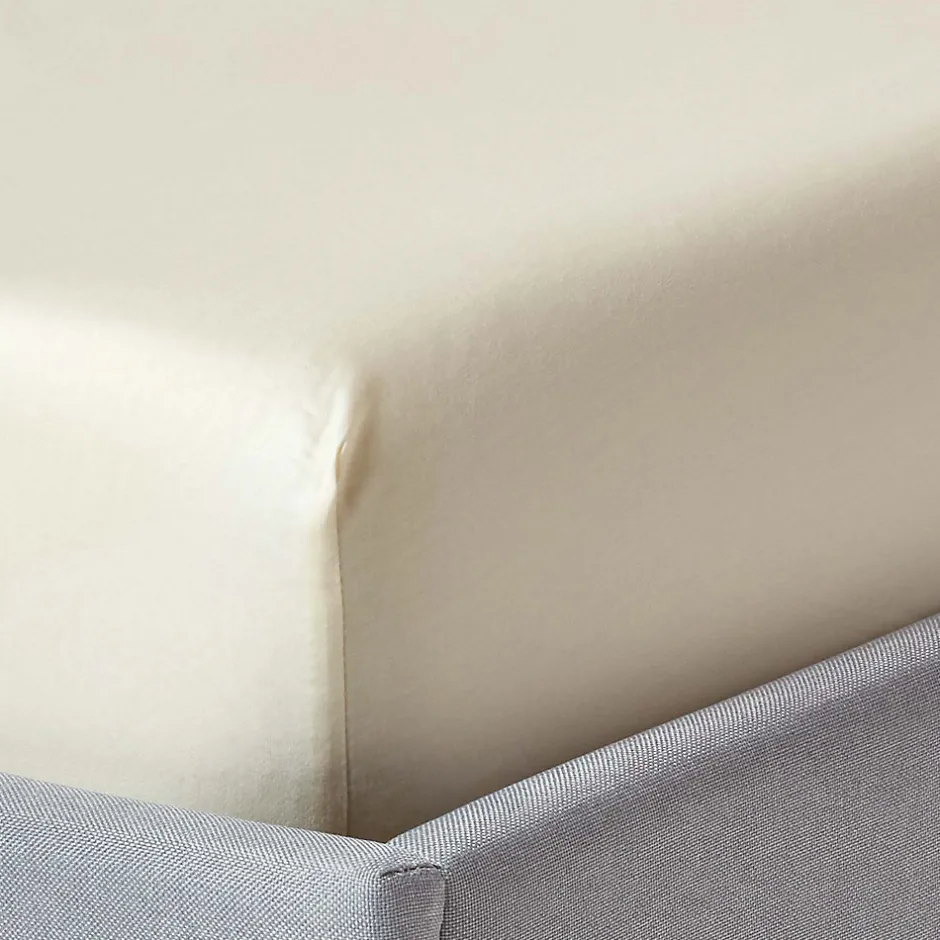Homescapes Drap-housse crème 100% coton bio 400 fils 140 x 190 cm -