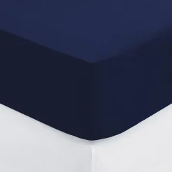 Atmosphera Créateur D'Intérieur Drap-housse en coton - bleu encre - bonnet H30cm - 90x190 cm - Atmosphera