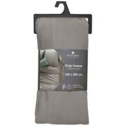 Atmosphera Créateur D'Intérieur Drap-housse en coton - gris - bonnet H30cm - 160x200 cm - Atmosphera