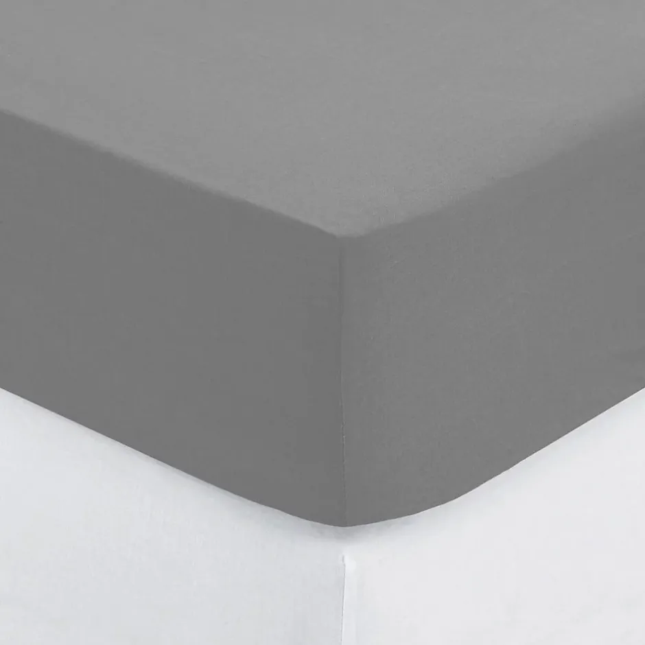 Atmosphera Créateur D'Intérieur Drap-housse en coton - gris - bonnet H30cm - 140x190 cm - Atmosphera Clearance