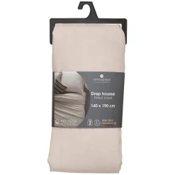 Atmosphera Créateur D'Intérieur Drap-housse en coton - lin - bonnet H30cm - 140x190 cm - Atmosphera Outlet