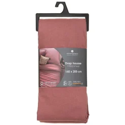 Atmosphera Créateur D'Intérieur Drap-housse en coton - rose blush - bonnet H30cm - 160x200 cm - Atmosphera