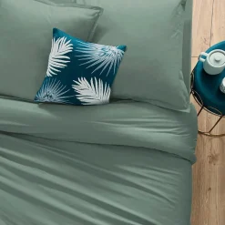 Atmosphera Créateur D'Intérieur Drap-housse en coton - vert céladon - bonnet H30cm - 140x190 cm - Atmosphera