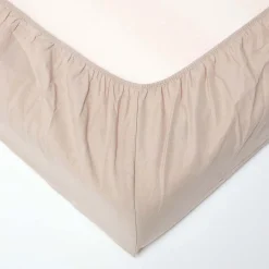 Homescapes Drap-housse en lin lavé beige - 140 x 190 cm -