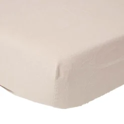 Homescapes Drap-housse en lin lavé beige - 140 x 190 cm -