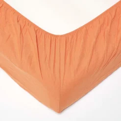Homescapes Drap-housse en lin lavé orange - 100 x 200 cm Outlet