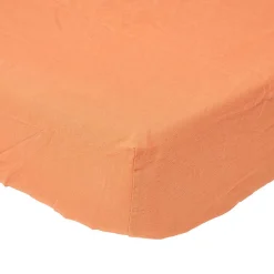 Homescapes Drap-housse en lin lavé orange - 90 x 190 cm -