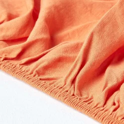 Homescapes Drap-housse en lin lavé orange - 90 x 190 cm -