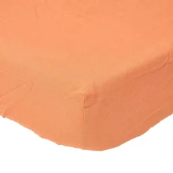 Homescapes Drap-housse grand bonnet en lin lavé orange - 90 x 190 cm - Online