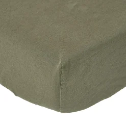 Homescapes Drap-housse grand bonnet en lin lavé vert - 90 x 190 cm -