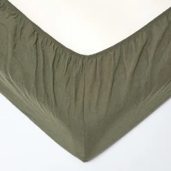 Homescapes Drap-housse grand bonnet en lin lavé vert - 90 x 190 cm -