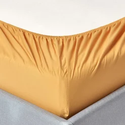 Homescapes Drap-housse jaune moutarde 100% coton égyptien 200 fils 120 x 190 cm -