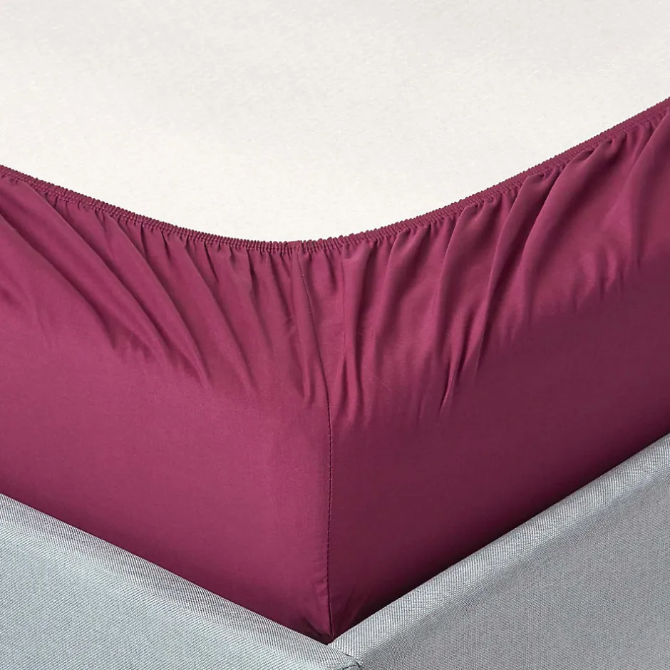 Homescapes Drap-housse prune 100% coton égyptien 200 fils 90 x 190 cm - Sale
