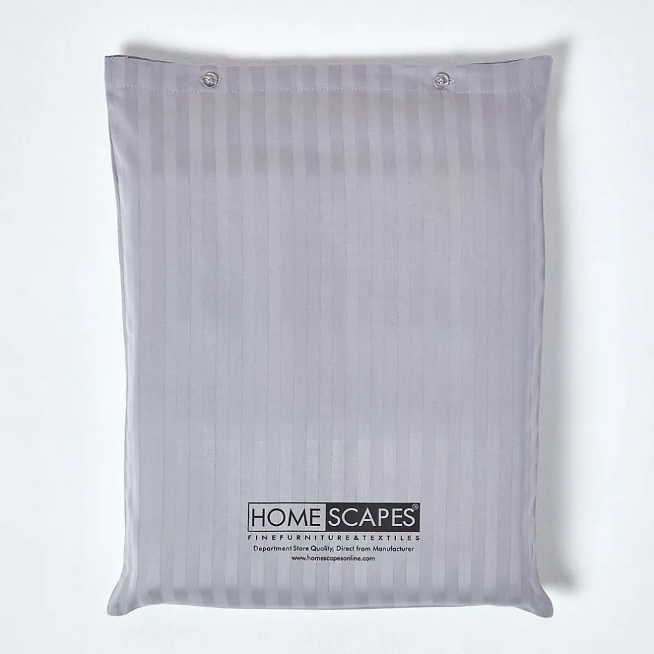 Homescapes Drap-housse rayé 180 x 200 cm 100% coton égyptien 330 fils coloris gris -