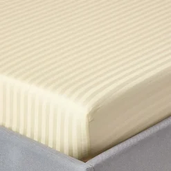 Homescapes Drap-housse rayé 180 x 200 cm 100% coton égyptien 330 fils coloris jaune pastel -