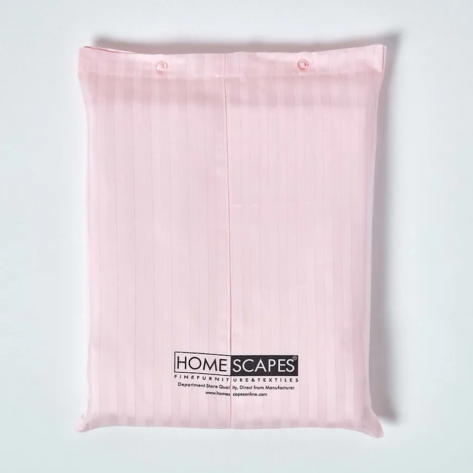 Homescapes Drap-housse rayé 140 x 200 cm 100% coton égyptien 330 fils coloris rose - New