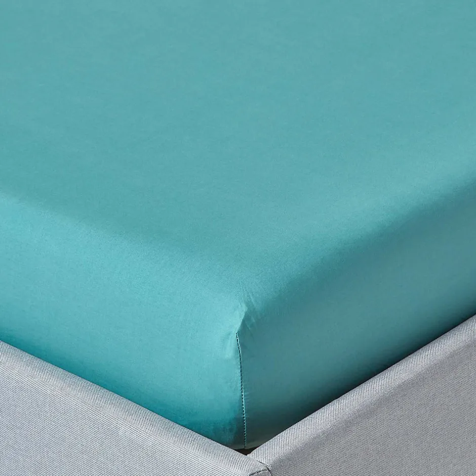 Homescapes Drap-housse sarcelle 100% coton égyptien 200 fils 120 x 190 cm -