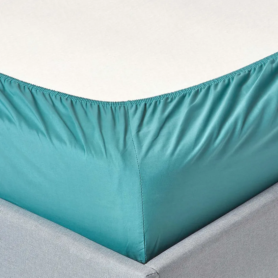 Homescapes Drap-housse sarcelle 100% coton égyptien 200 fils 120 x 190 cm -