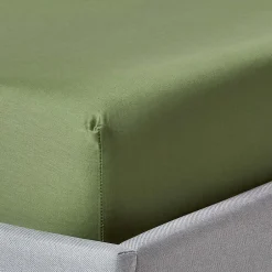 Homescapes Drap-housse uni 100 % coton égyptien biologique 400 fils vert mousse 90 x 190 cm -