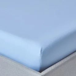 Homescapes Drap-housse uni 90 x 190 cm 100 % coton égyptien 200 fils coloris bleu - Clearance