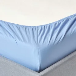 Homescapes Drap-housse uni 90 x 190 cm 100 % coton égyptien 200 fils coloris bleu - Clearance