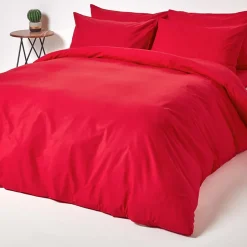 Homescapes Drap-housse uni 90 x 190 cm 100 % coton égyptien 200 fils coloris rouge - Outlet