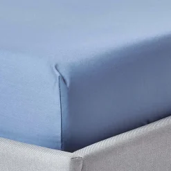 Homescapes Drap-housse uni 140 x 190 cm 100 % coton égyptien 1000 fils coloris bleu - Outlet