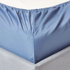 Homescapes Drap-housse uni 140 x 190 cm 100 % coton égyptien 1000 fils coloris bleu - Outlet