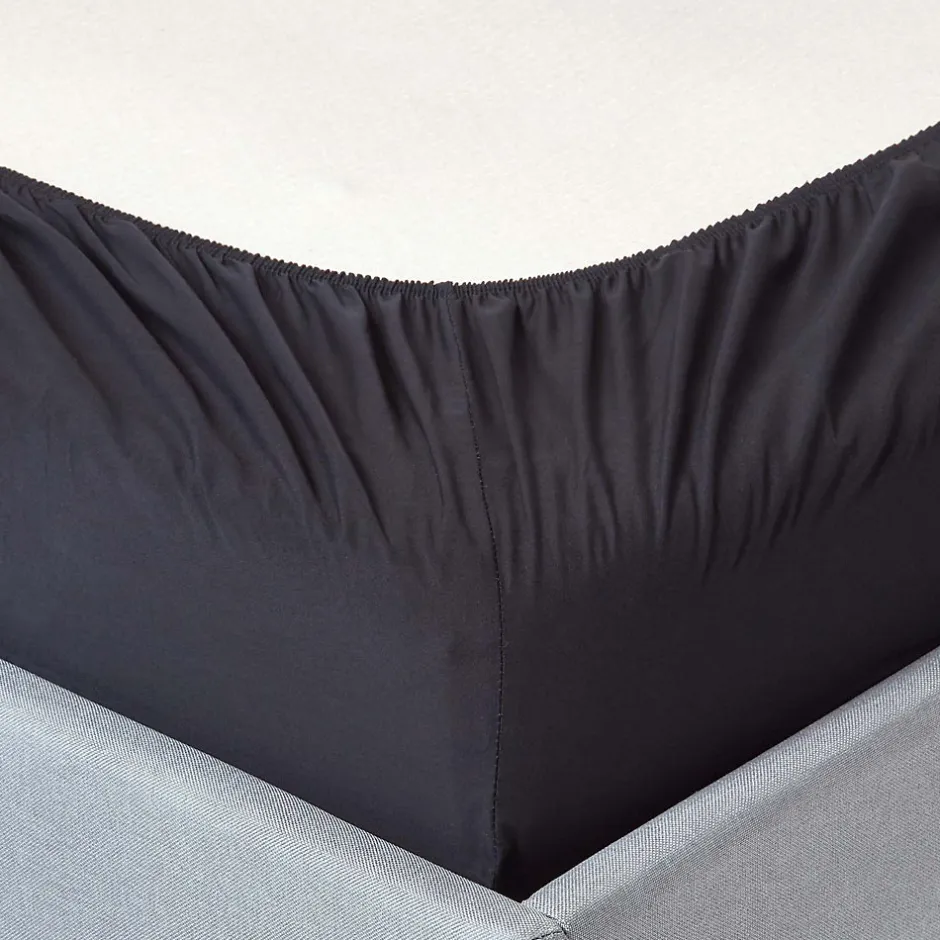 Homescapes Drap-housse uni 140 x 190 cm 100 % coton égyptien 200 fils coloris noir - Best