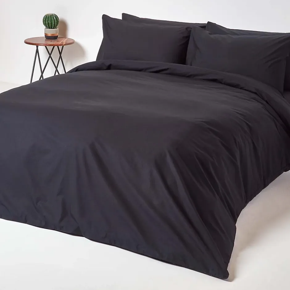 Homescapes Drap-housse uni 140 x 190 cm 100 % coton égyptien 200 fils coloris noir - Best