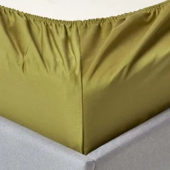 Homescapes Drap-housse uni grand bonnet 100 % coton égyptien 1000 fils vert olive 90 x 190 cm - Sale