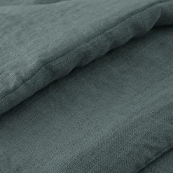 Meubletmoi Édredon 150 x 150 cm lin lavé bleu avec 4 nouettes en jute - LUISA Hot