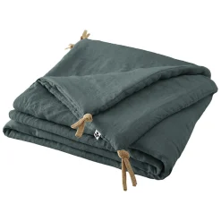 Meubletmoi Édredon 150 x 150 cm lin lavé bleu avec 4 nouettes en jute - LUISA Hot