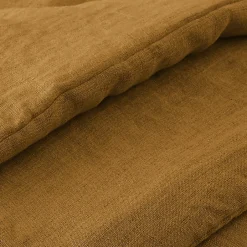 Meubletmoi Édredon 150 x 150 cm lin lavé caramel avec 4 nouettes en jute - LUISA Hot