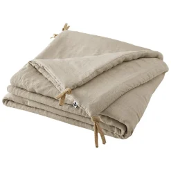 Meubletmoi Édredon 150 x 150 cm lin lavé sable avec 4 nouettes en jute - LUISA