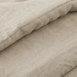 Meubletmoi Édredon 150 x 150 cm lin lavé sable avec 4 nouettes en jute - LUISA