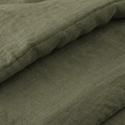 Meubletmoi Édredon 150 x 150 cm lin lavé vert avec 4 nouettes en jute - LUISA