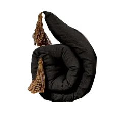 Decostars Édredon Panama 90x190 cm pompons jute noir