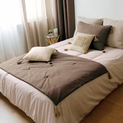 Decostars Édredon Panama 90x190 cm pompons jute vison Sale