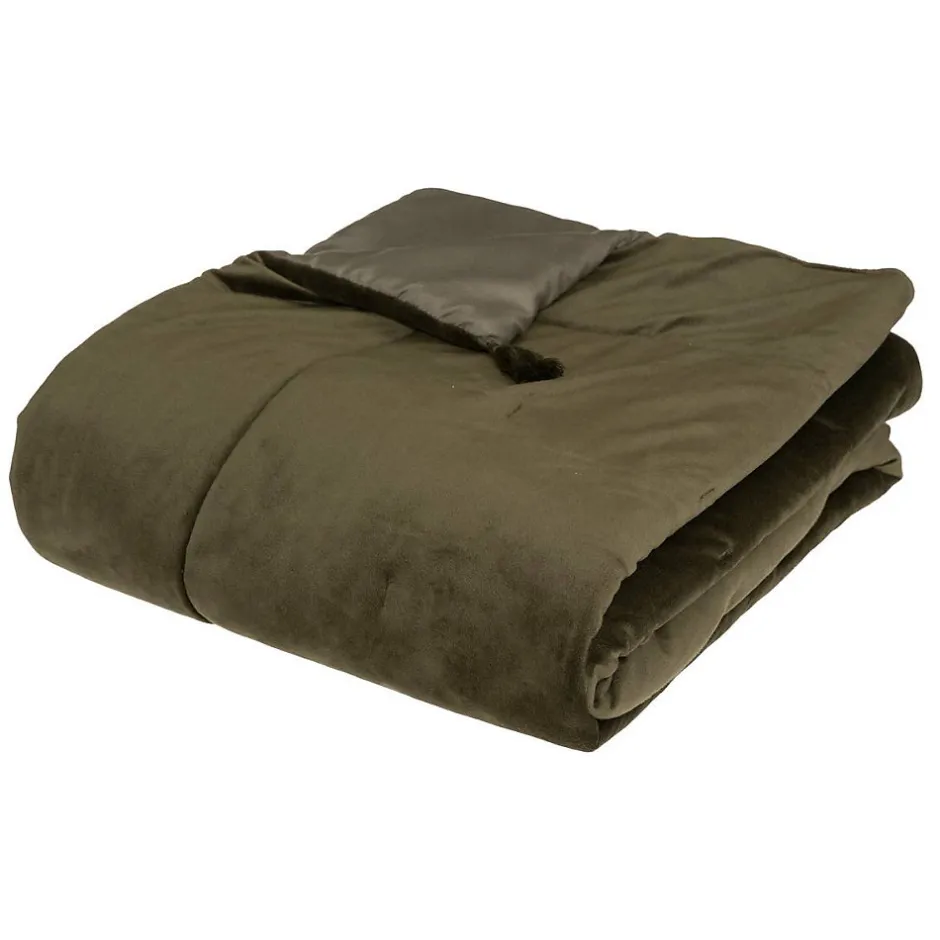 Atmosphera Créateur D'Intérieur Édredon Sonia - velours - vert kaki 80x180 cm - Atmosphera