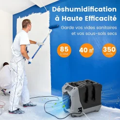 Giantex Déshumidificateur 85 L jour Déshumidificateur Mobile avec Dégivrage Automatique Minuterie 24H Tuyau de drainage Pompe Noir
