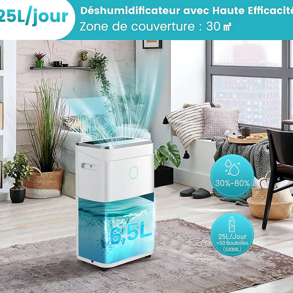 Giantex Déshumidificateur 25 L Jour Déshumidificateur électrique Minuterie 24H 2 Vitesses de Ventilation 2 Modes