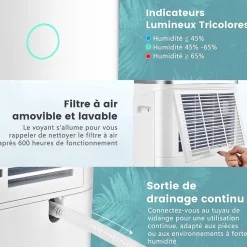 Giantex Déshumidificateur 25 L Jour Déshumidificateur électrique Minuterie 24H 2 Vitesses de Ventilation 2 Modes