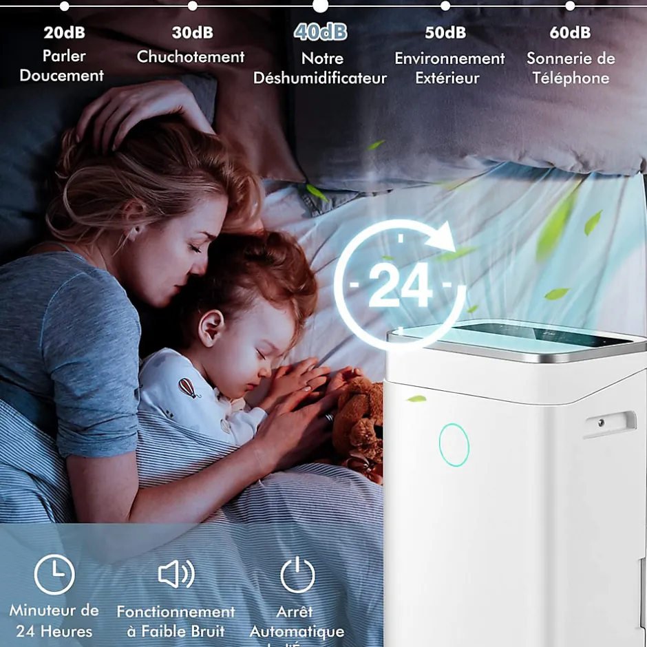 Giantex Déshumidificateur 25 L Jour Déshumidificateur électrique Minuterie 24H 2 Vitesses de Ventilation 2 Modes