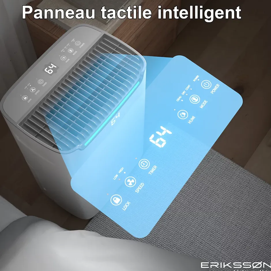 Eriksson Déshumidificateur 20 litres adapté pour chambre salon cave Dehumidifier Best