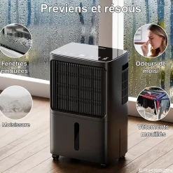 Eriksson Déshumidificateur 16 litres adapté pour chambre salon cave Dehumidifier Discount