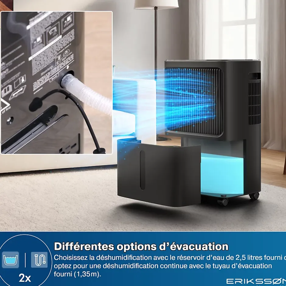 Eriksson Déshumidificateur 16 litres adapté pour chambre salon cave Dehumidifier Discount
